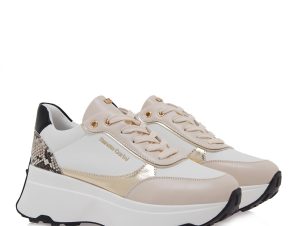 Renato Garini Γυναικεία Παπούτσια Sneakers 026-19R Λευκό Nude Φίδι S119R026314A